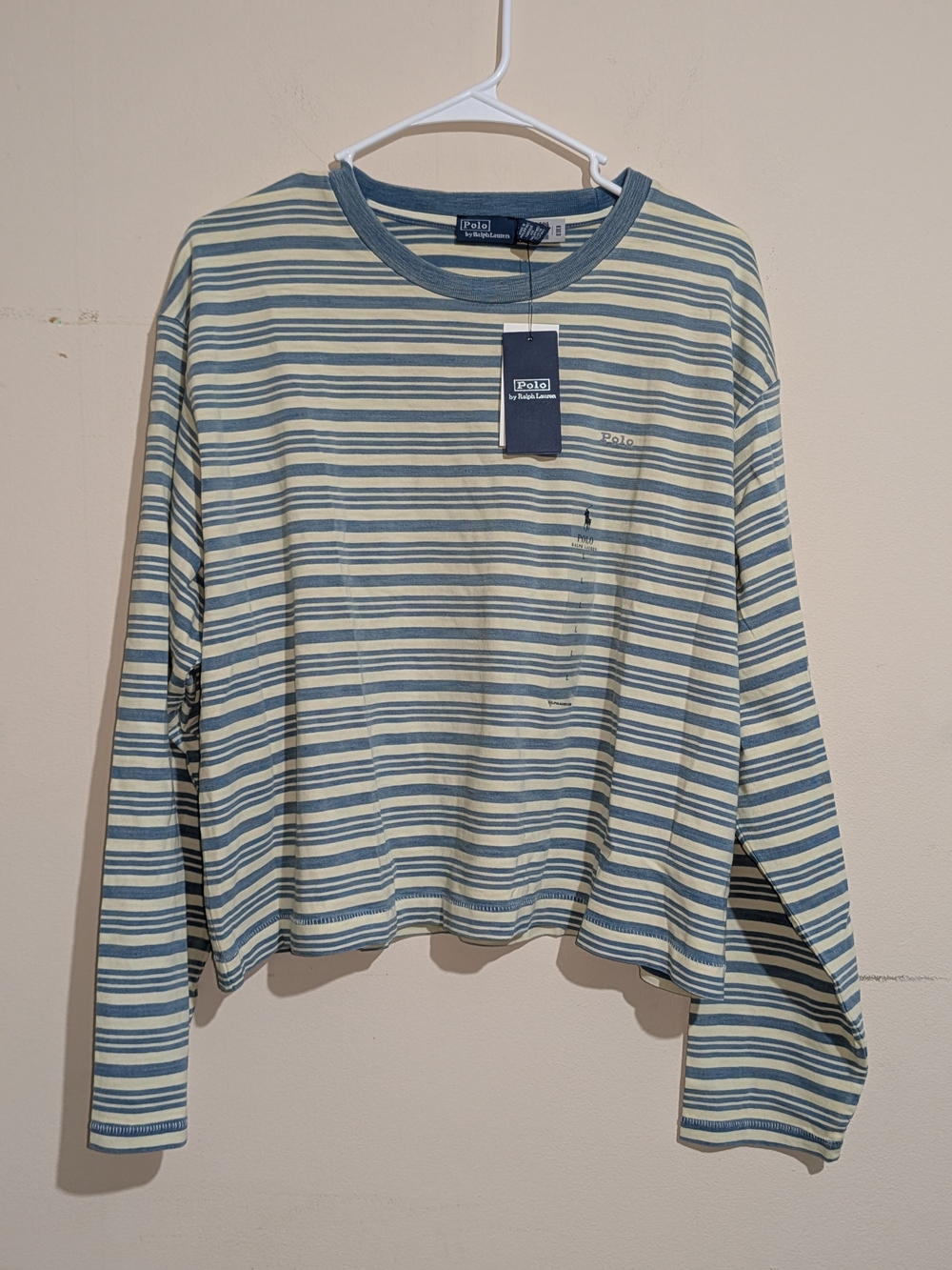 Striped Jersey Cropped Long-Sleeve Tee